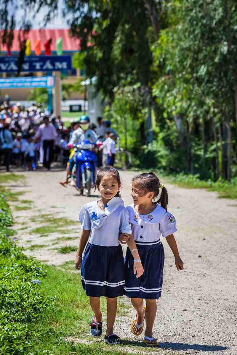 Niños colegio Chau Doc, Vietnam